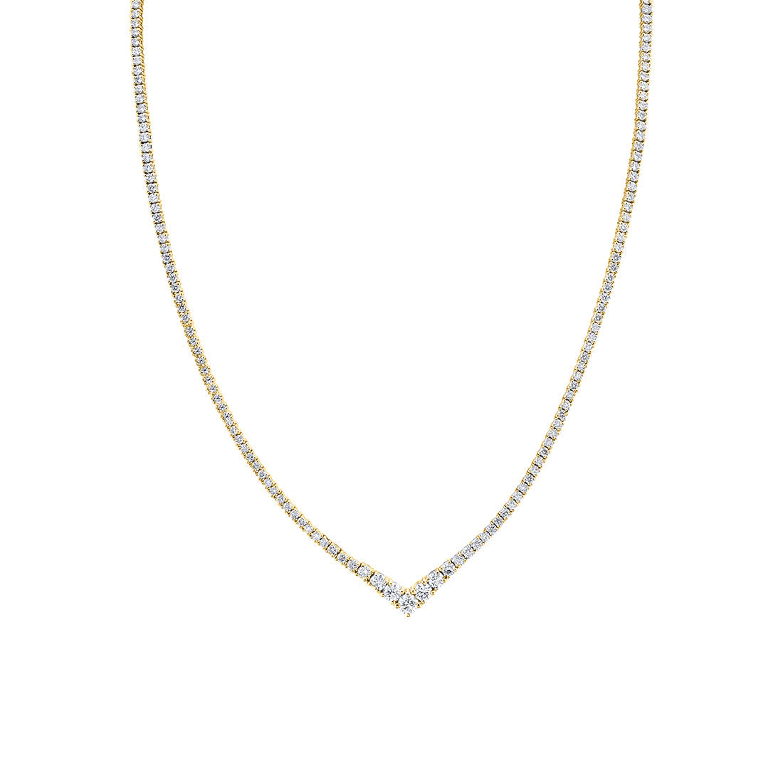 V Shaped Graduated Diamond Tennis Necklace