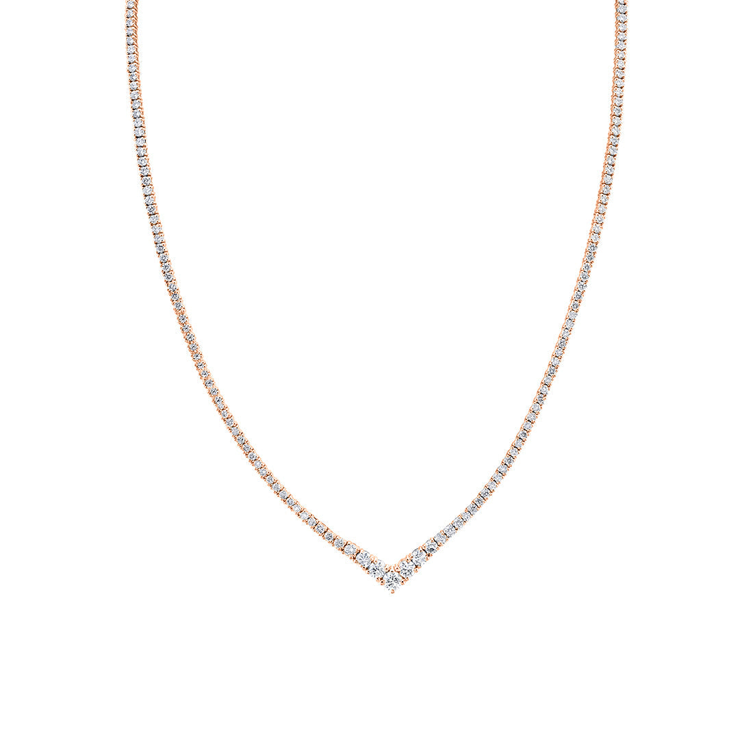 V Shaped Graduated Diamond Tennis Necklace