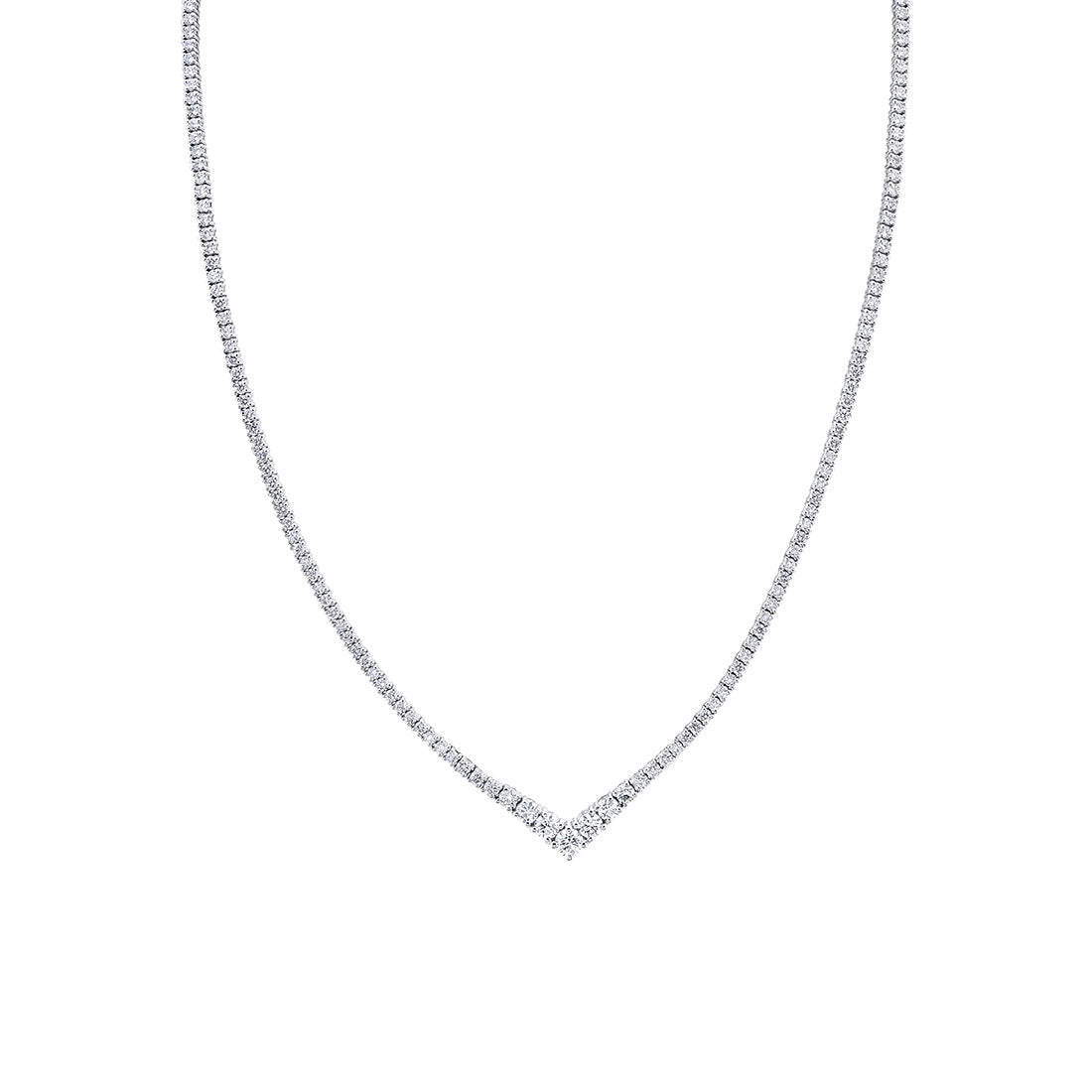 V Shaped Graduated Diamond Tennis Necklace