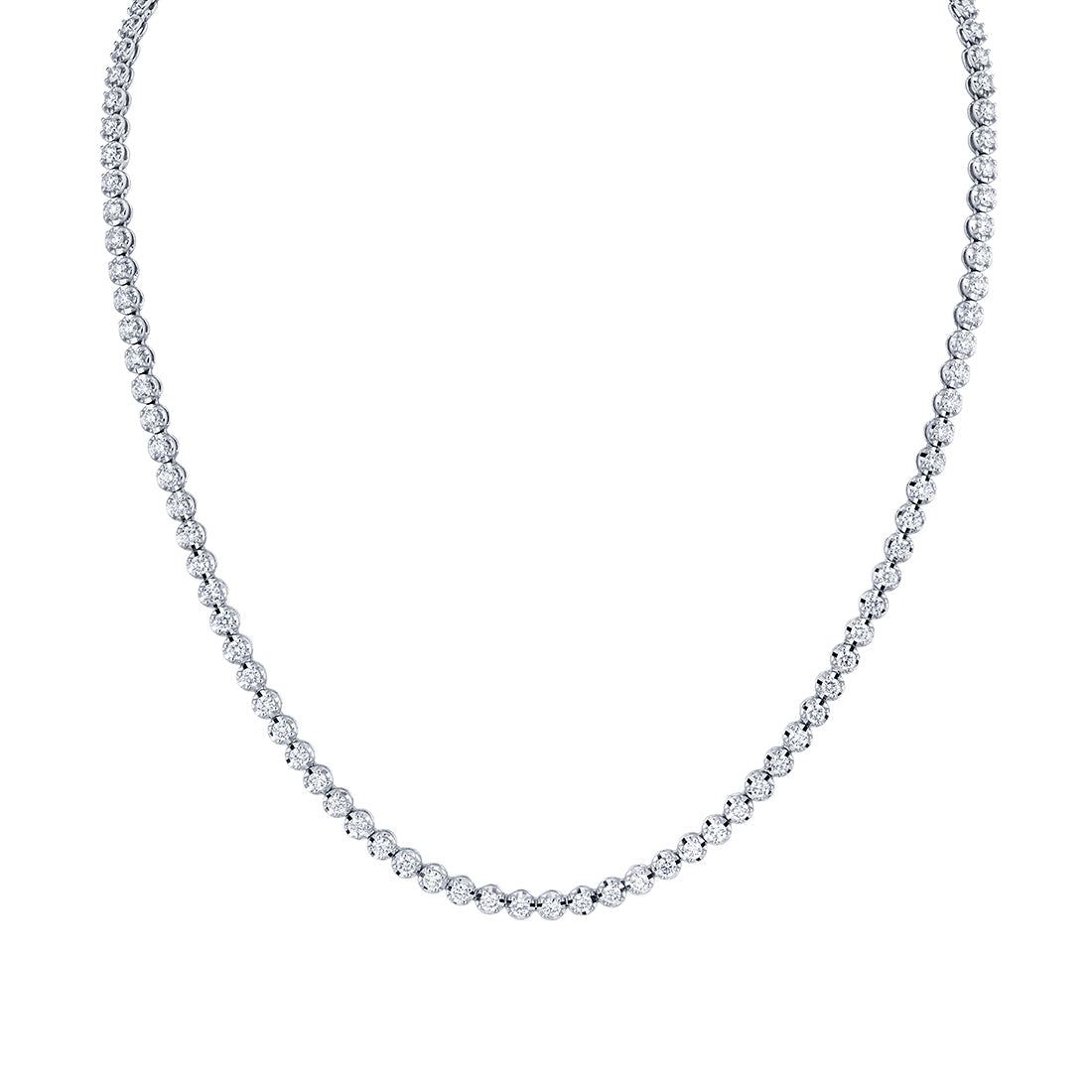 Bezel-Set Round Diamond Tennis Necklace
