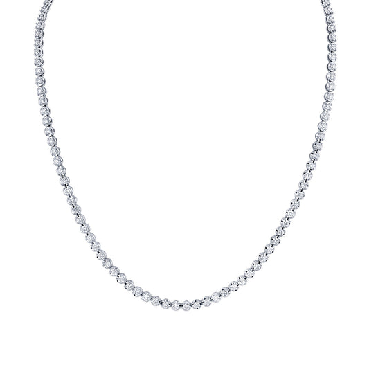 Bezel-Set Round Diamond Tennis Necklace