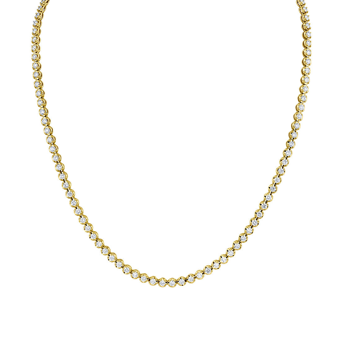 Bezel-Set Round Diamond Tennis Necklace