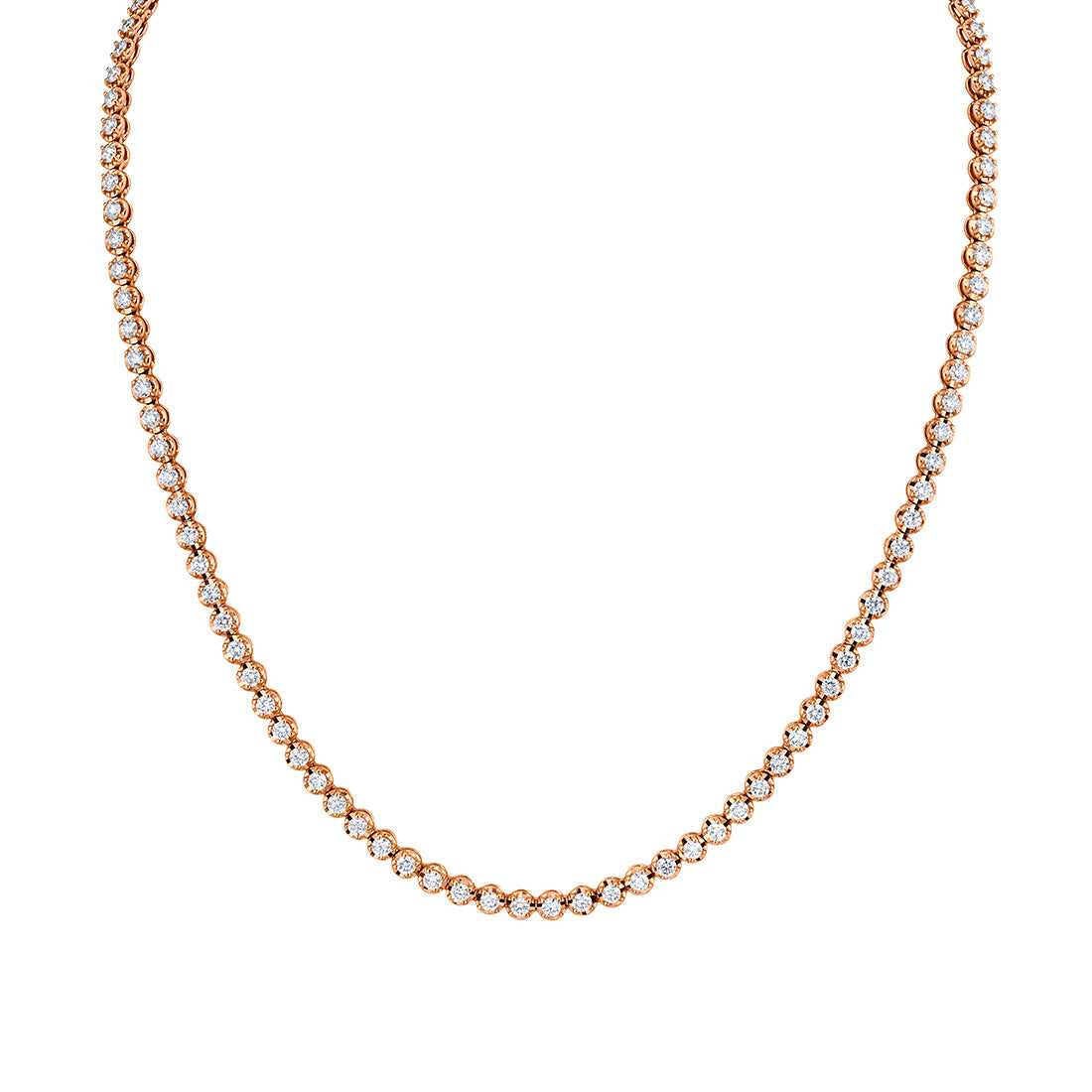Bezel-Set Round Diamond Tennis Necklace