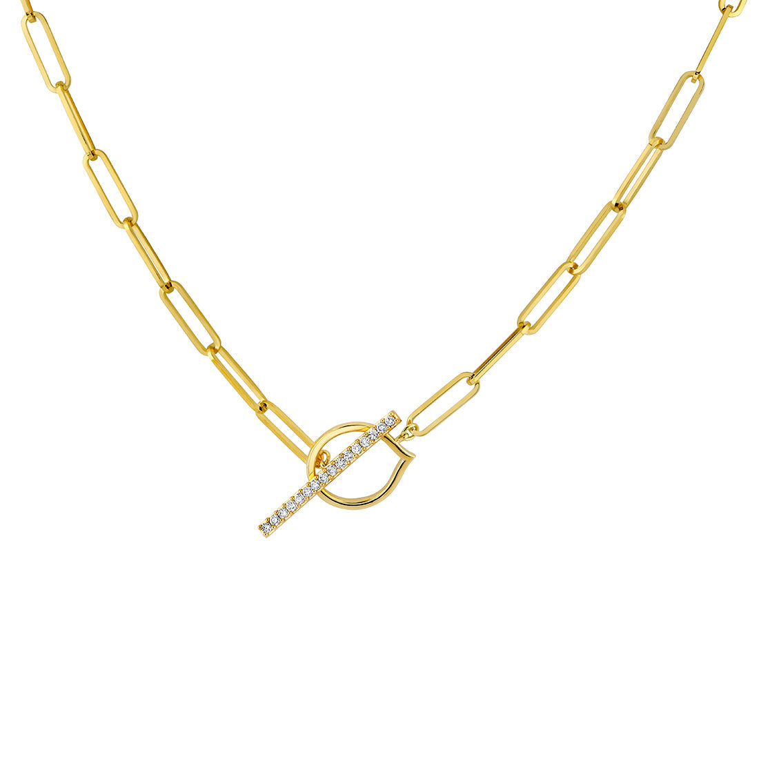 Shell Heritage Paperclip Diamond Toggle Necklace