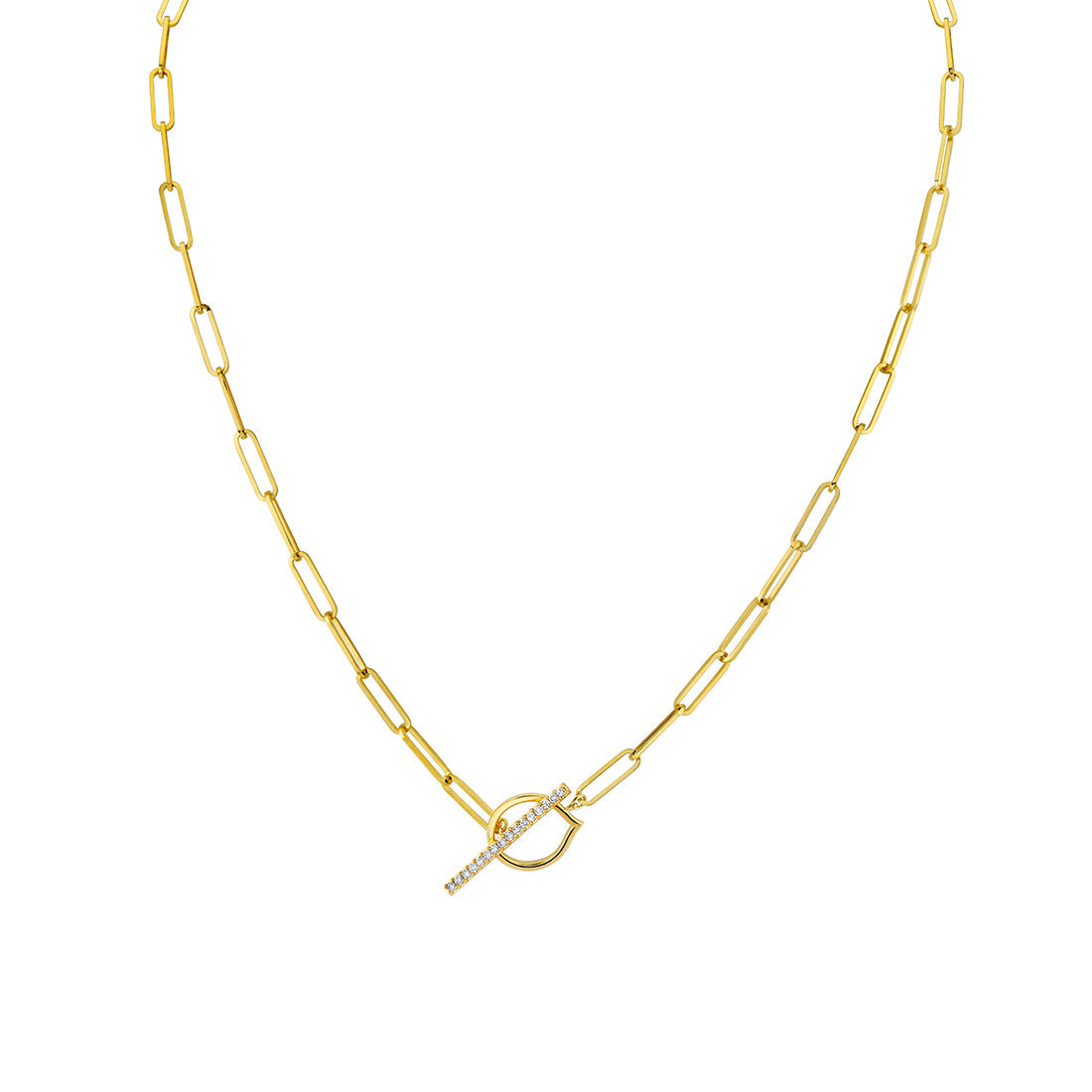 Shell Heritage Paperclip Diamond Toggle Necklace