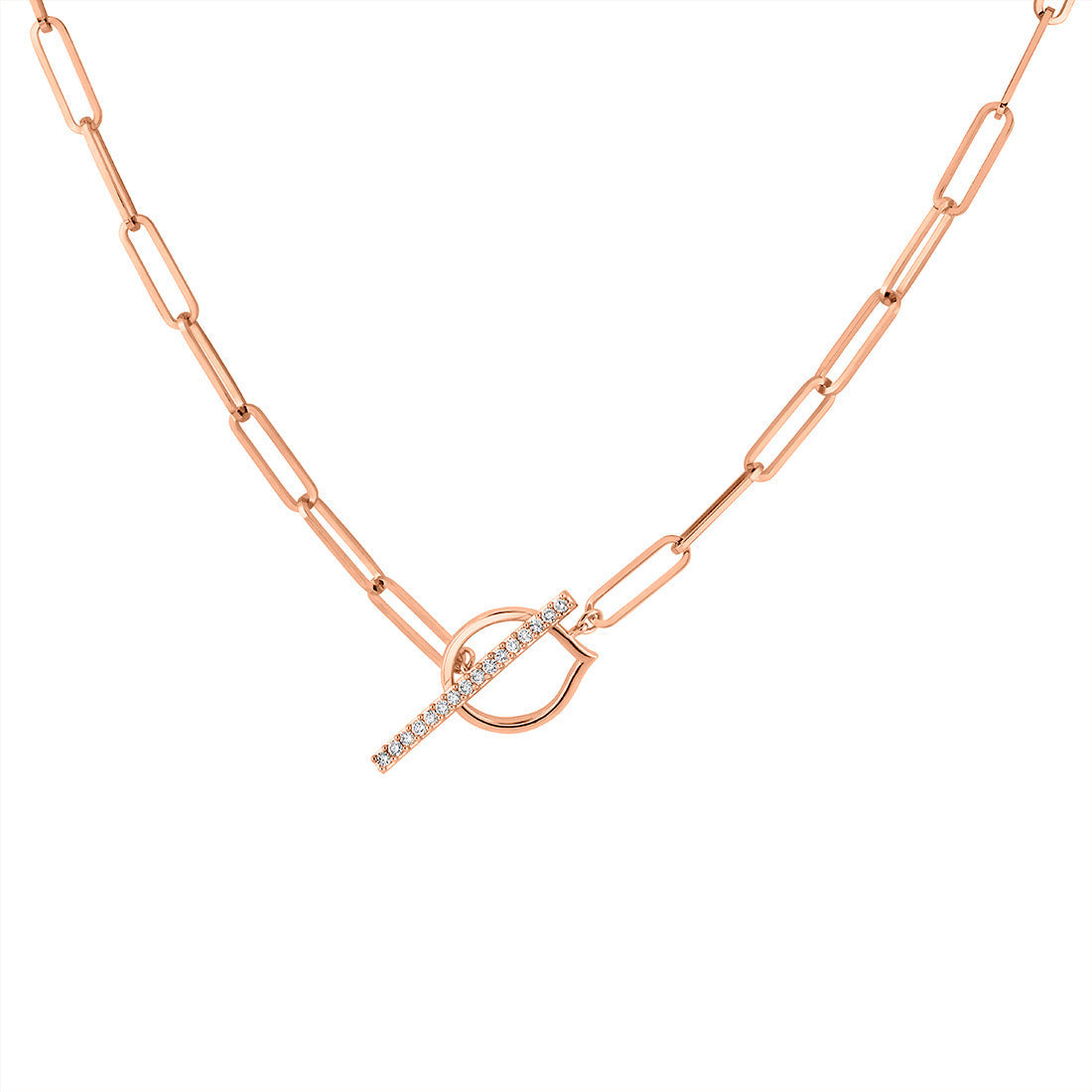 Shell Heritage Paperclip Diamond Toggle Necklace