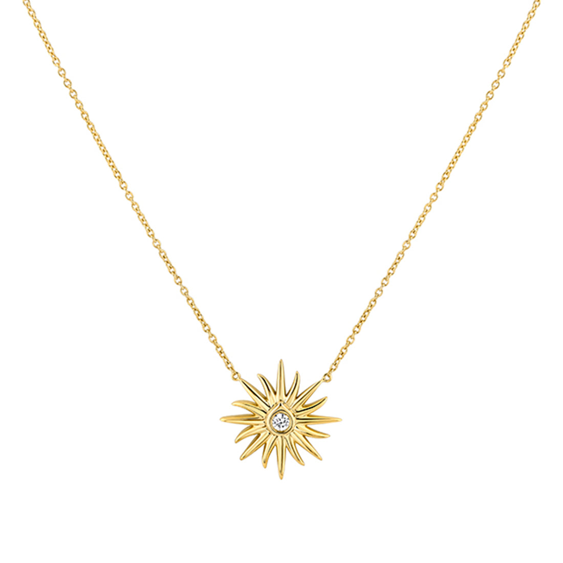 Solaz Sun Bezel Shell Diamond Necklace