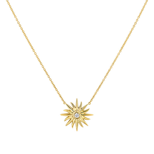 Solaz Sun Bezel Shell Diamond Necklace