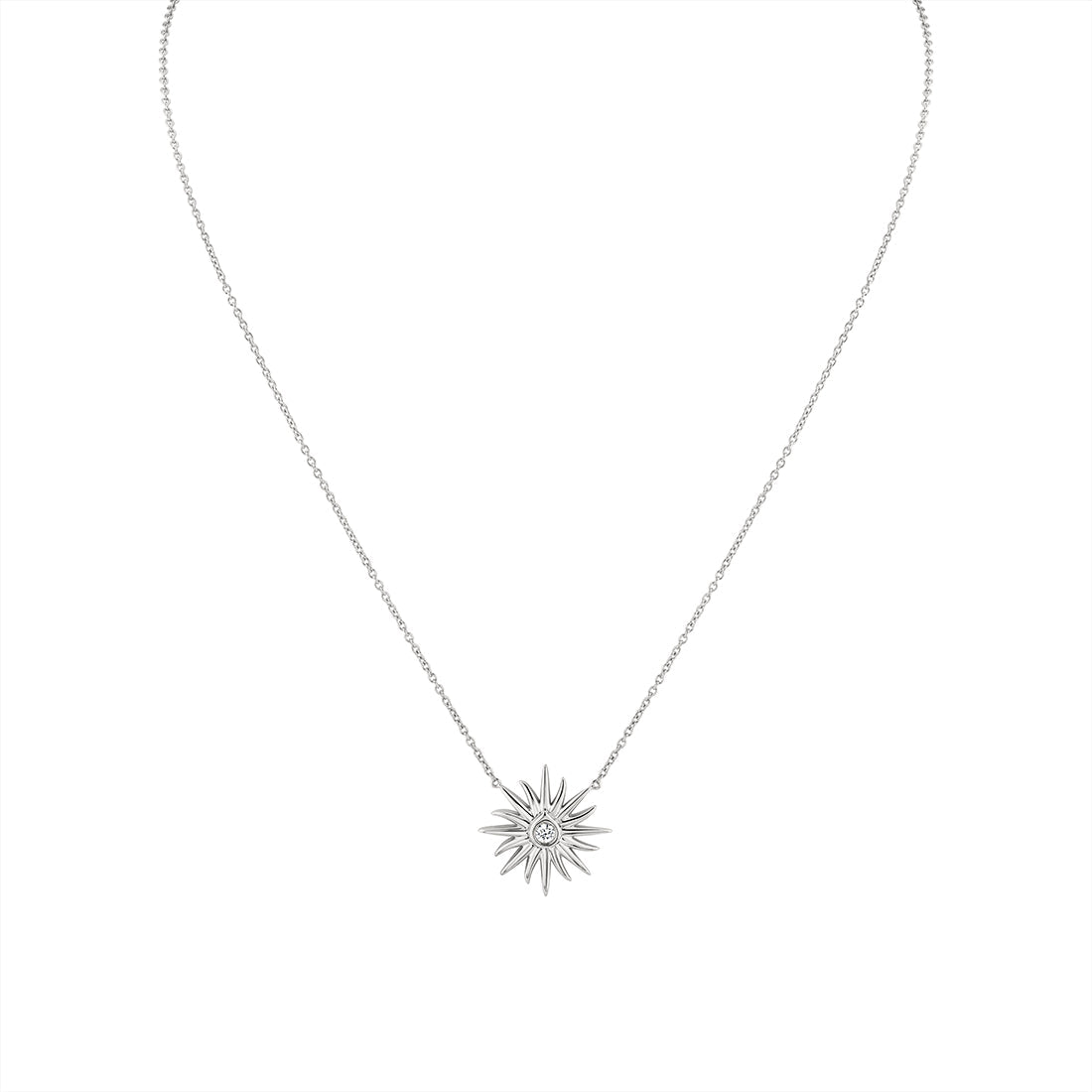 Solaz Sun Bezel Shell Diamond Necklace