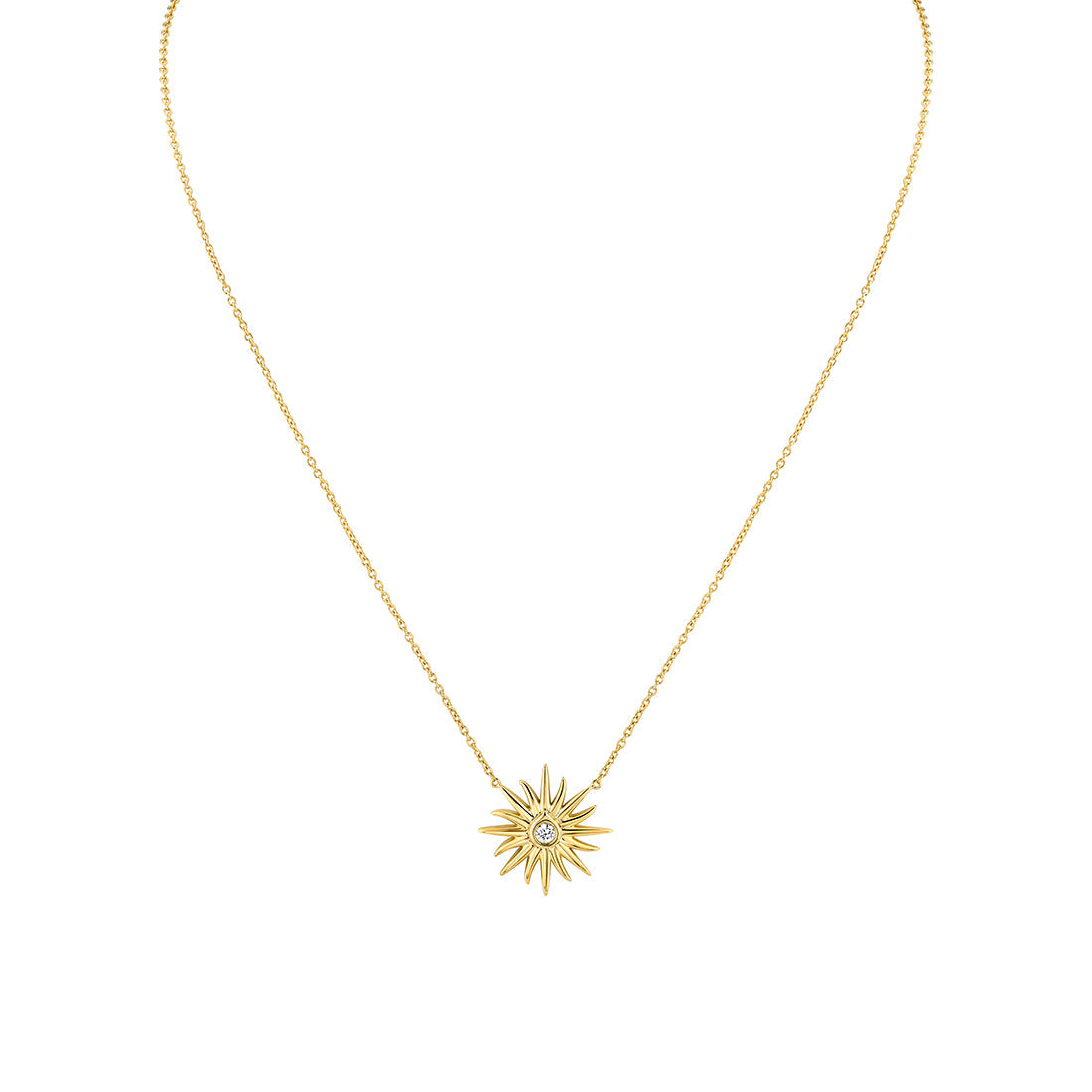 Solaz Sun Bezel Shell Diamond Necklace