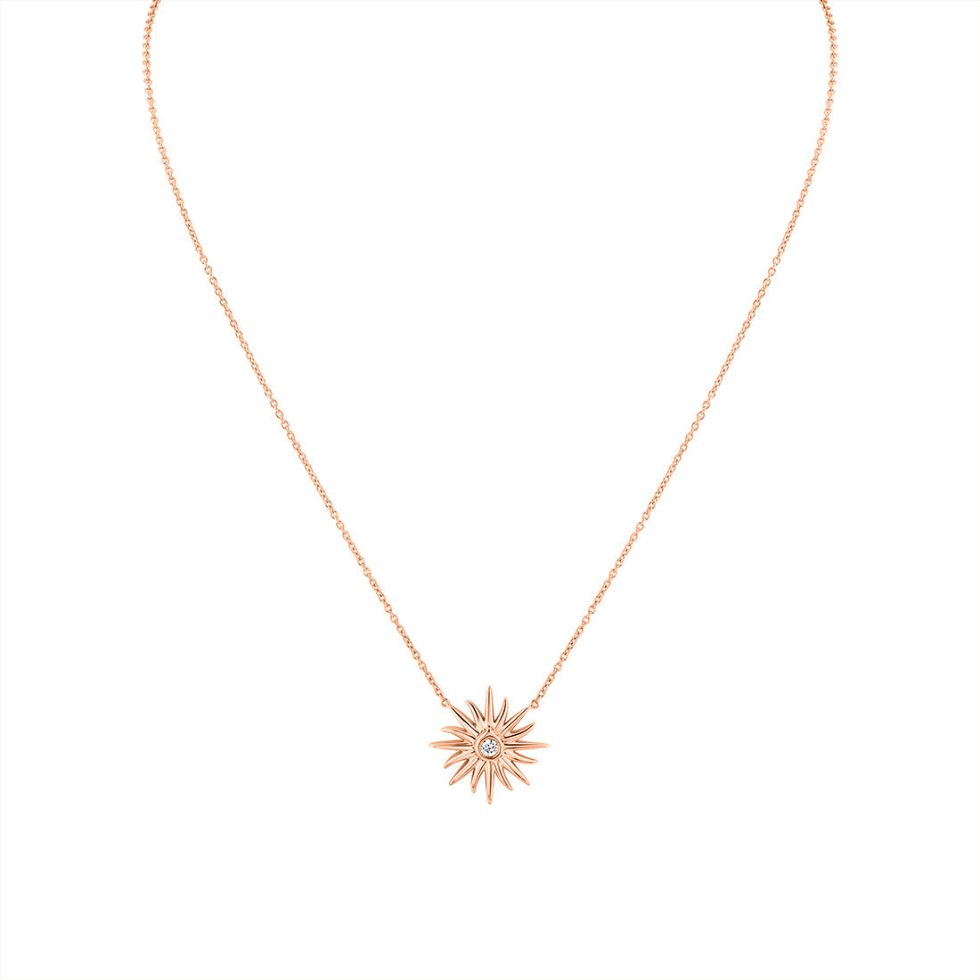 Solaz Sun Bezel Shell Diamond Necklace