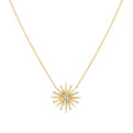 Solaz Bezel Shell Diamond Sun Necklace with Diamond Accents