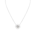 Solaz Bezel Shell Diamond Sun Necklace with Diamond Accents