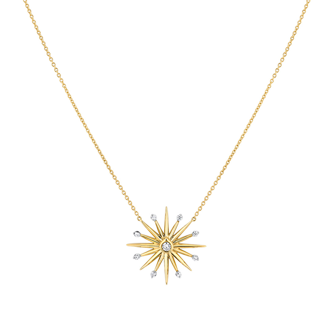 Solaz Bezel Shell Diamond Sun Necklace with Diamond Accents