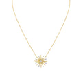 Solaz Bezel Shell Diamond Sun Necklace with Diamond Accents