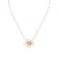 Solaz Bezel Shell Diamond Sun Necklace with Diamond Accents