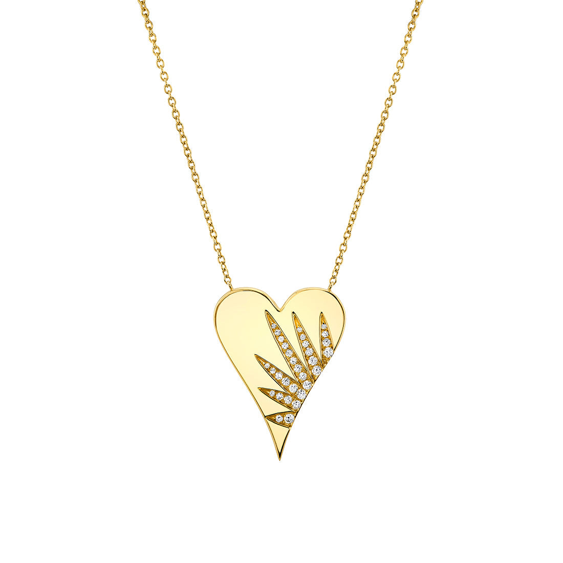 Solaz Sun Rays Diamond Heart Necklace