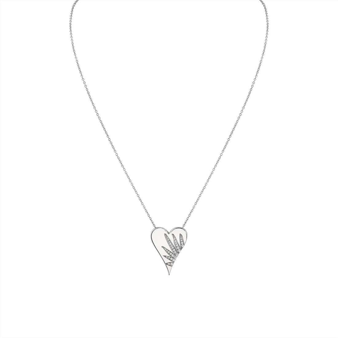 Solaz Sun Rays Diamond Heart Necklace