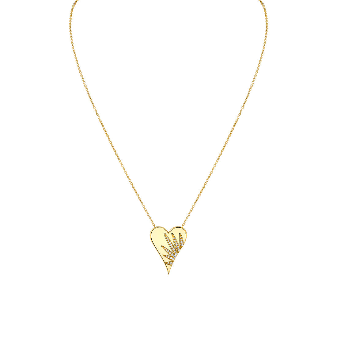 Solaz Sun Rays Diamond Heart Necklace