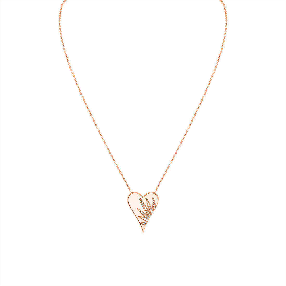 Solaz Sun Rays Diamond Heart Necklace
