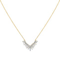 Eternelle Diamond Shell Tip Necklace with Alternating Round and Baguette Diamonds