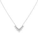 Eternelle Diamond Shell Tip Necklace with Alternating Round and Baguette Diamonds