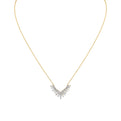 Eternelle Diamond Shell Tip Necklace with Alternating Round and Baguette Diamonds