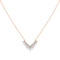 Eternelle Diamond Shell Tip Necklace with Alternating Round and Baguette Diamonds