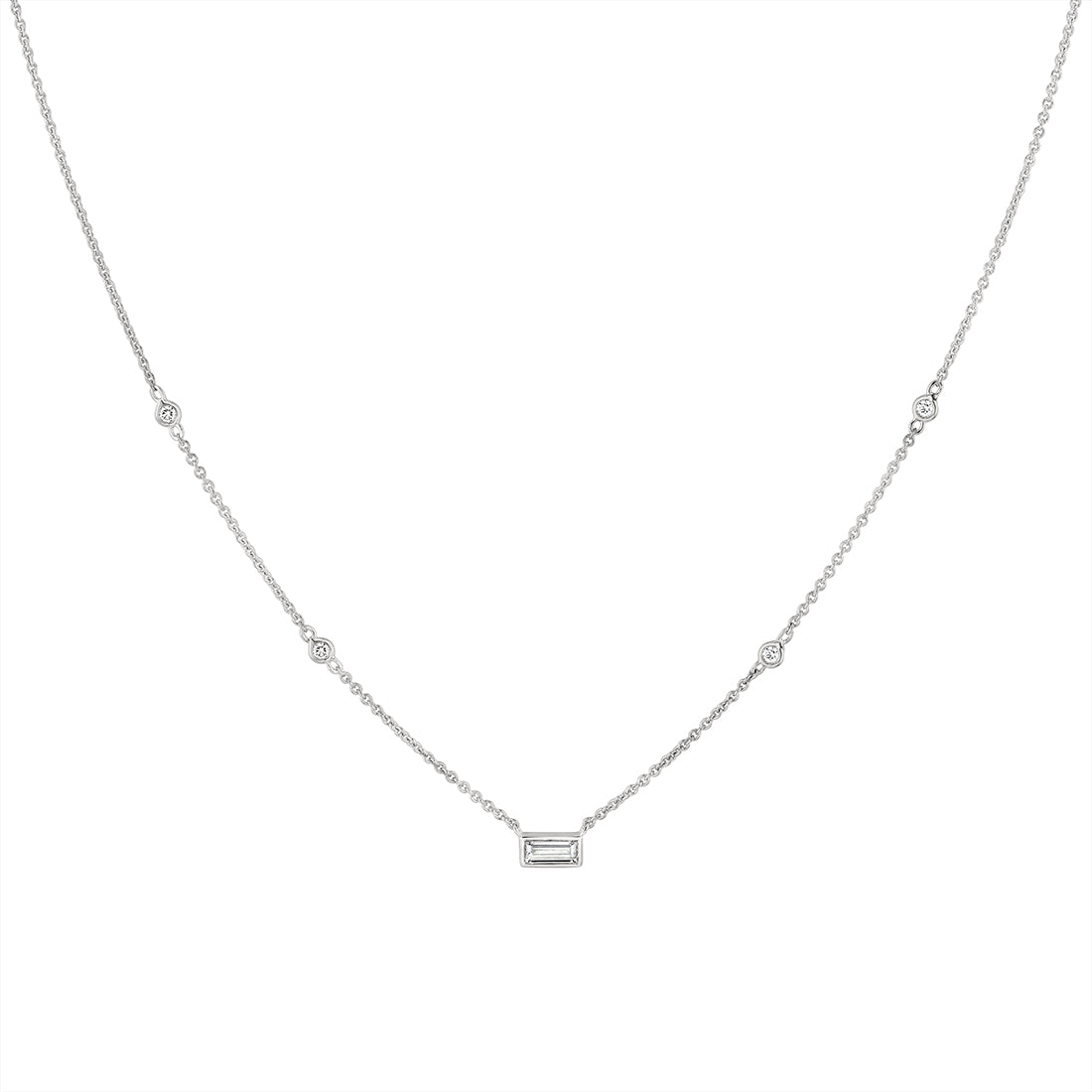 Bezel Baguette Diamond Necklace