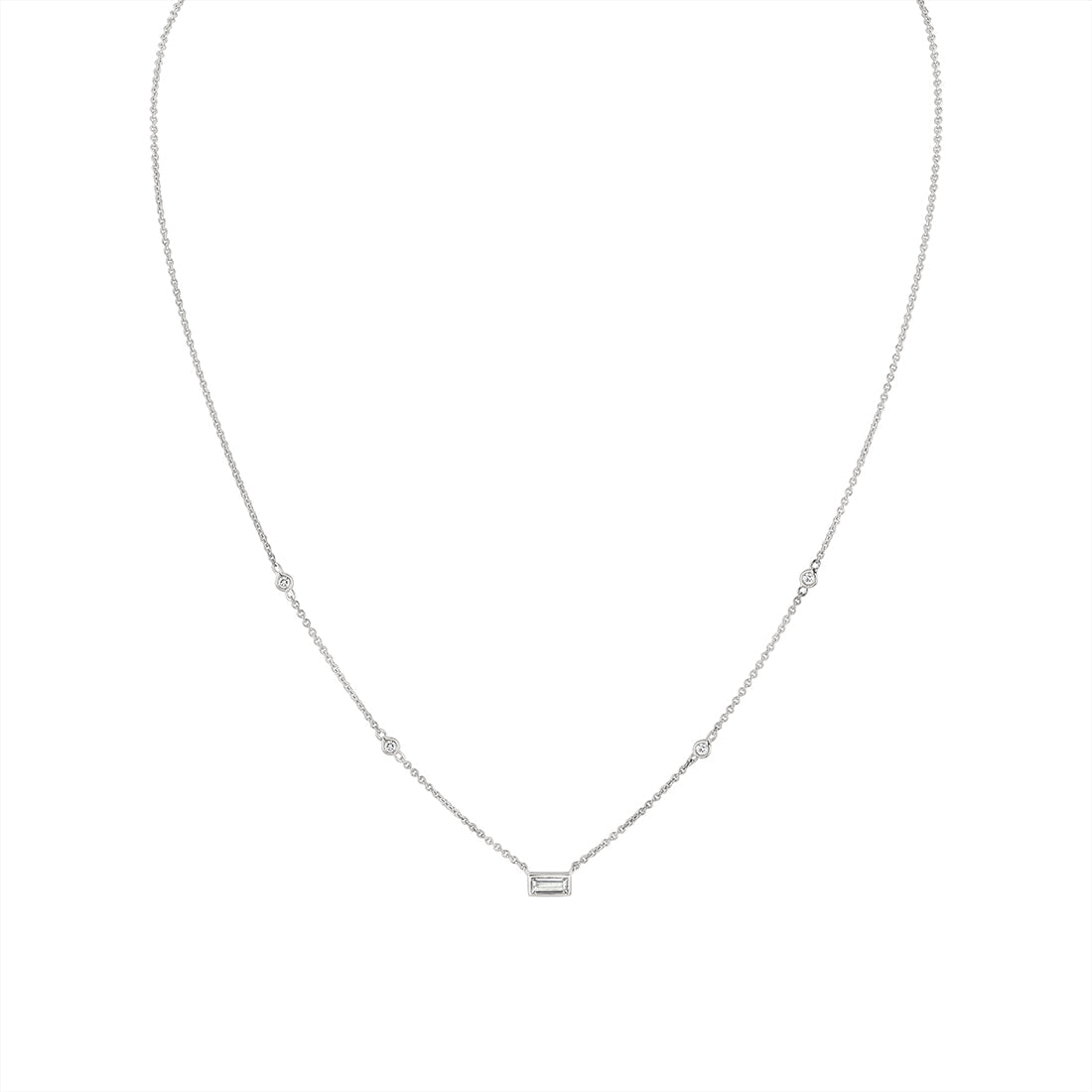 Bezel Baguette Diamond Necklace
