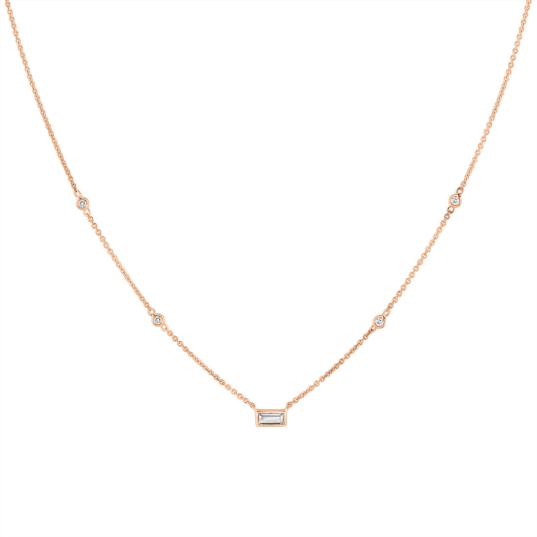 Bezel Baguette Diamond Necklace