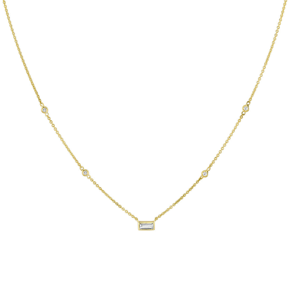 Bezel Baguette Diamond Necklace