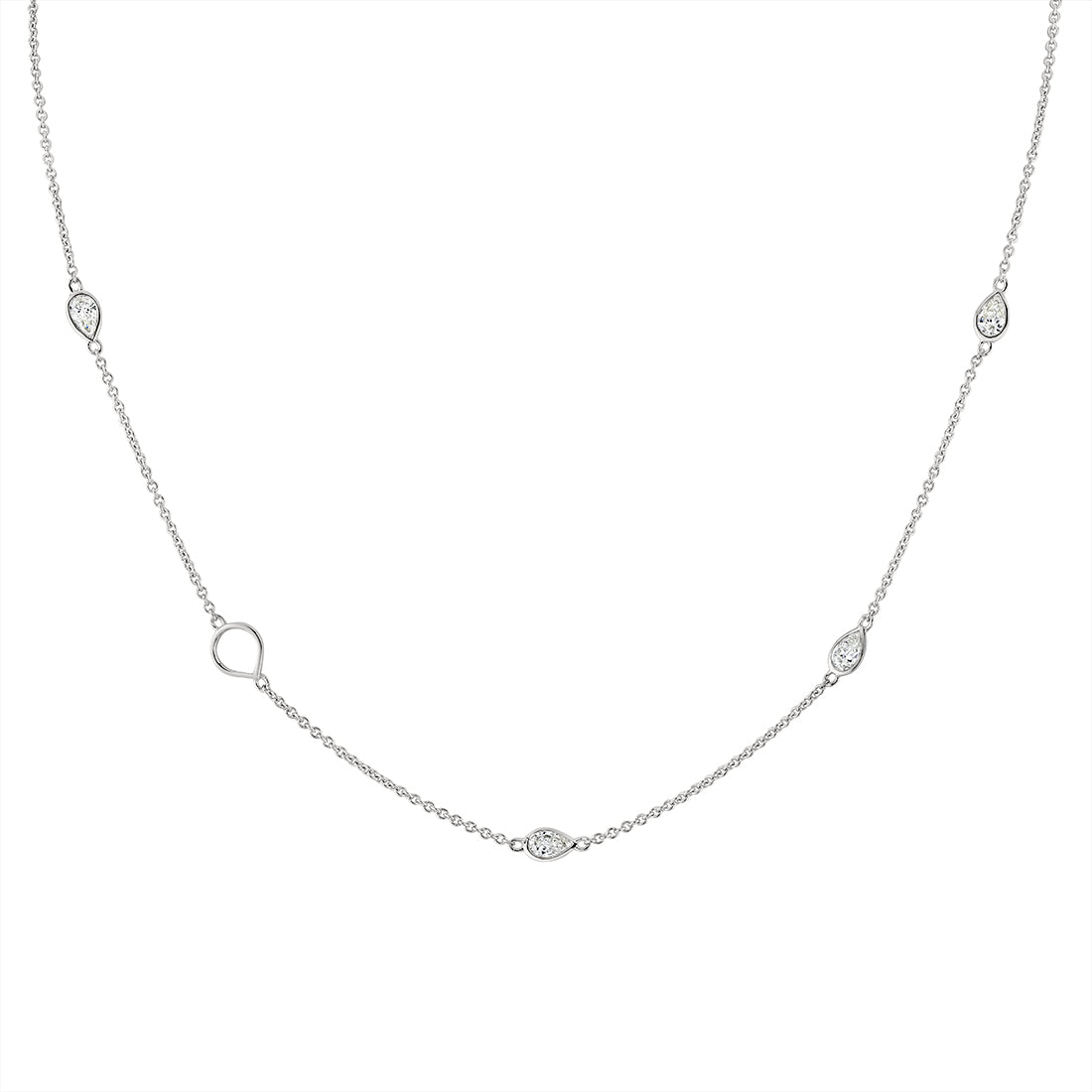 Shell Charms and Bezel Pear Diamonds Necklace