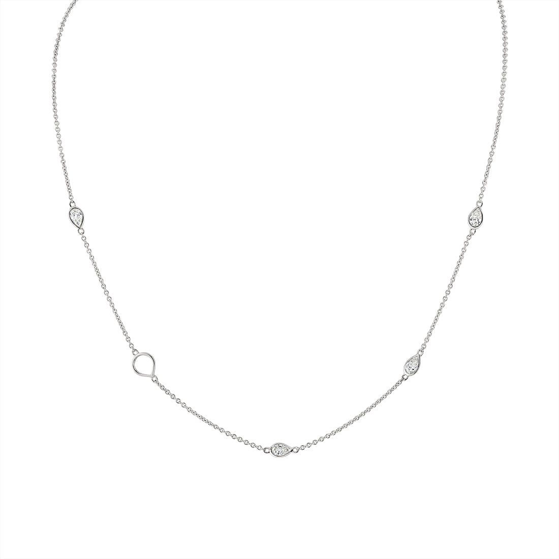 Shell Charms and Bezel Pear Diamonds Necklace