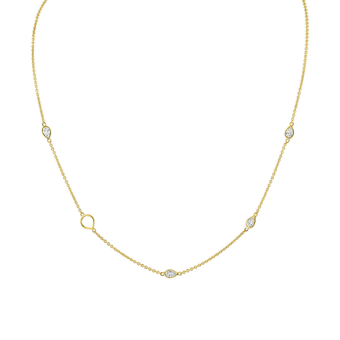 Shell Charms and Bezel Pear Diamonds Necklace