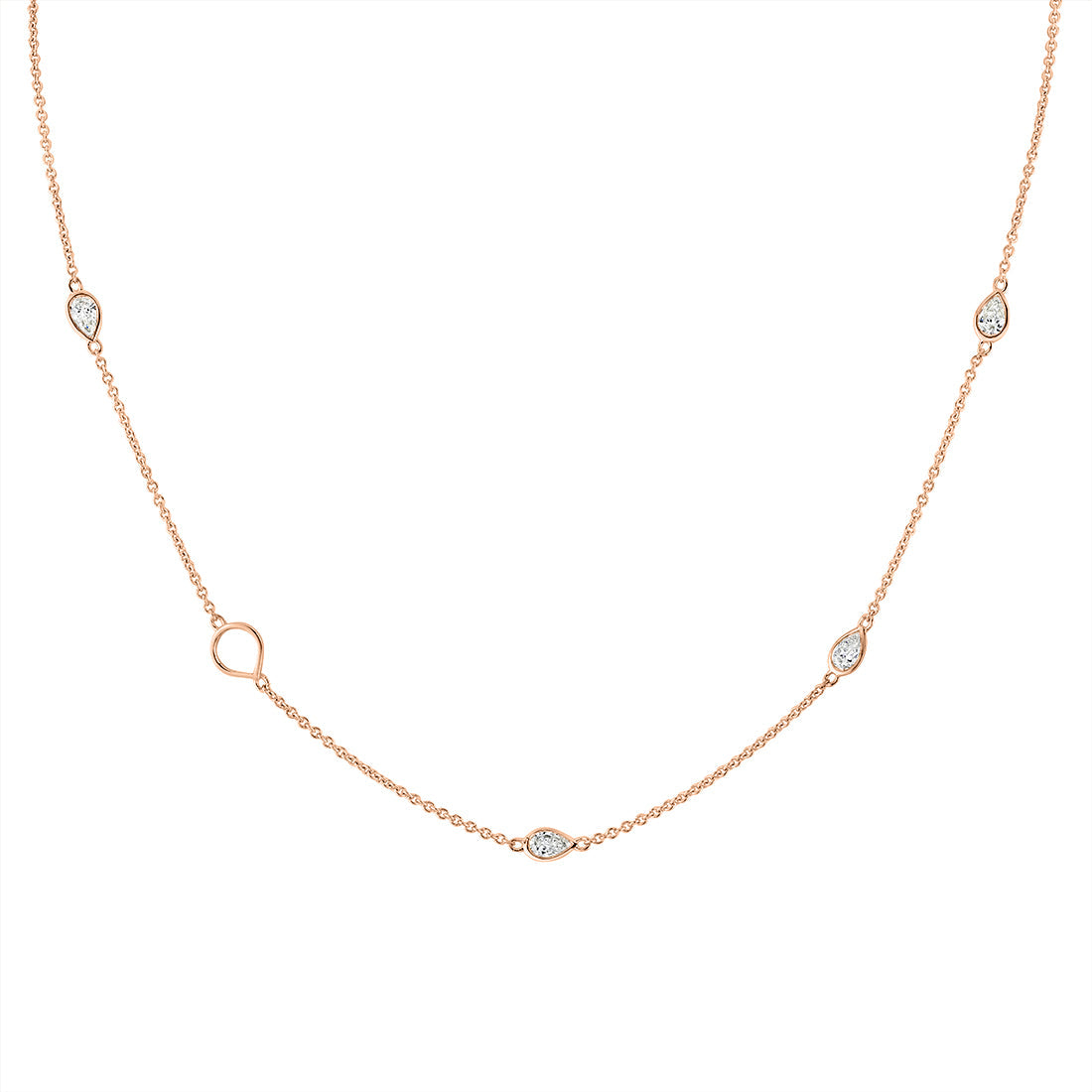 Shell Charms and Bezel Pear Diamonds Necklace