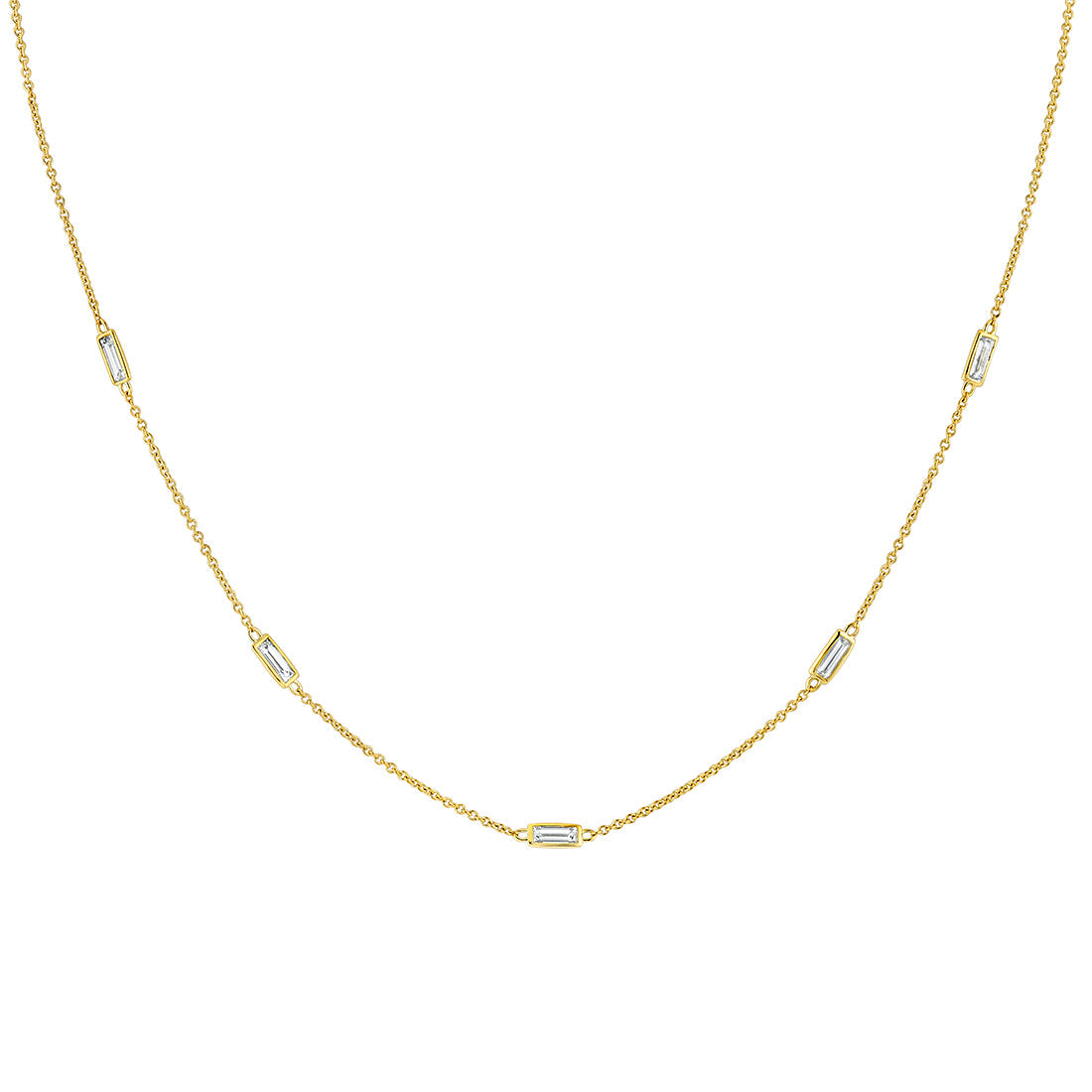 Bezel Baguette Diamonds Necklace