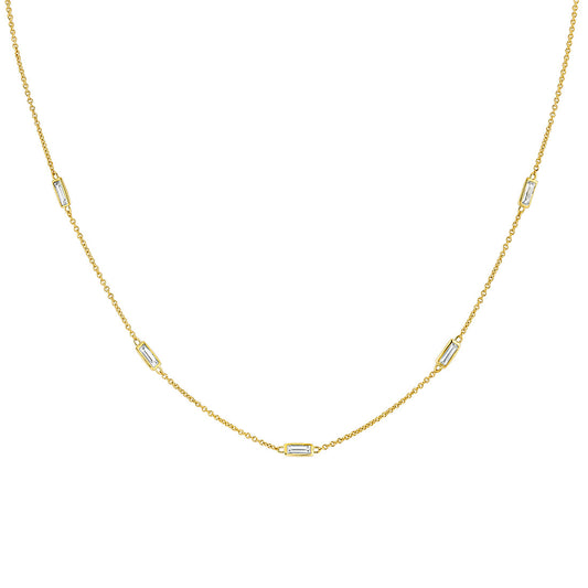 Bezel Baguette Diamonds Necklace