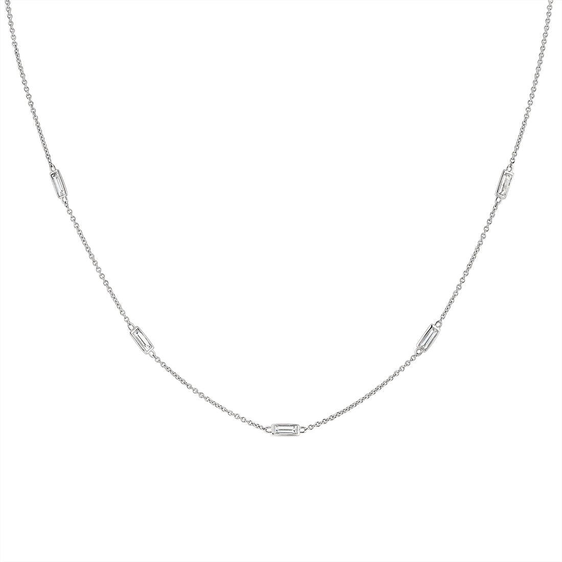 Bezel Baguette Diamonds Necklace