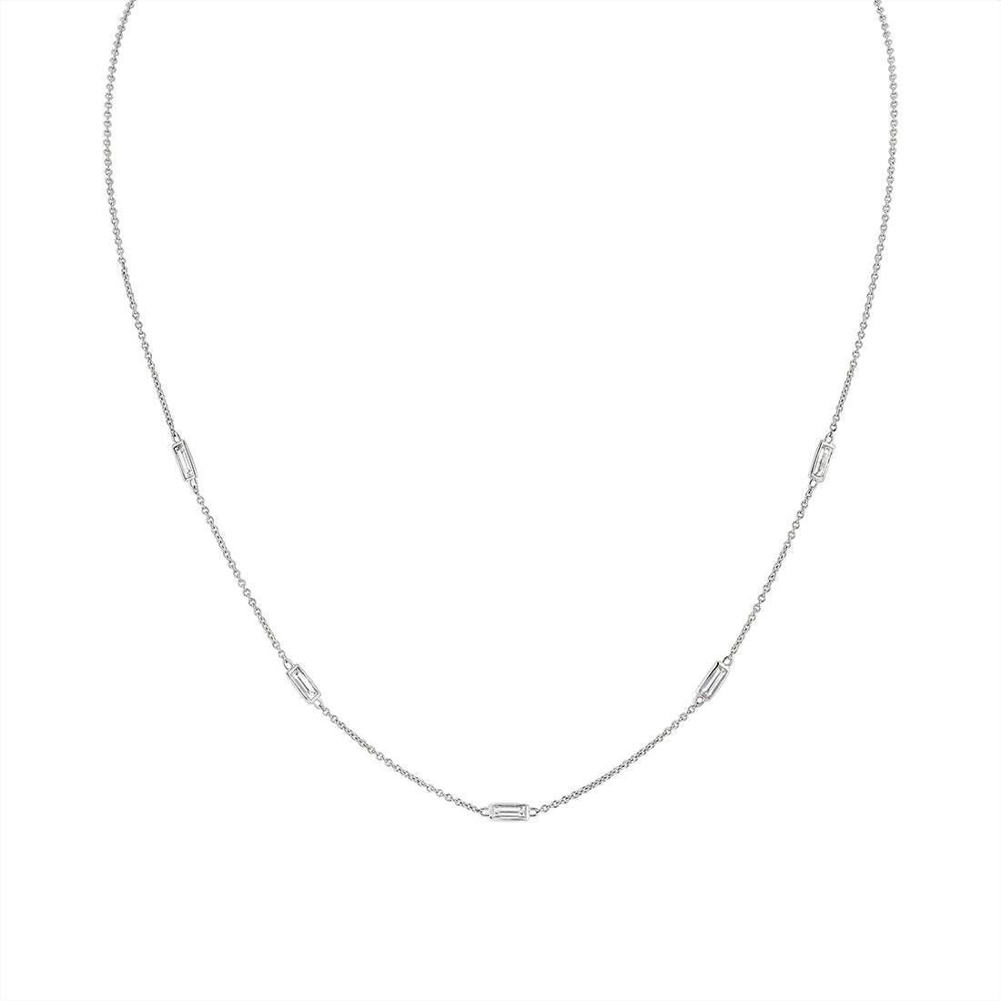 Bezel Baguette Diamonds Necklace