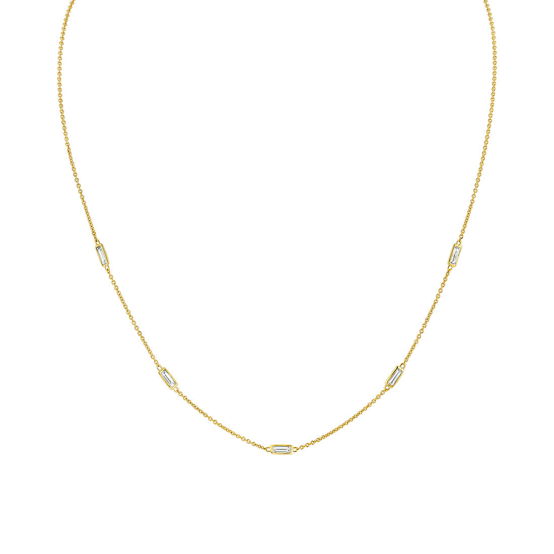 Bezel Baguette Diamonds Necklace