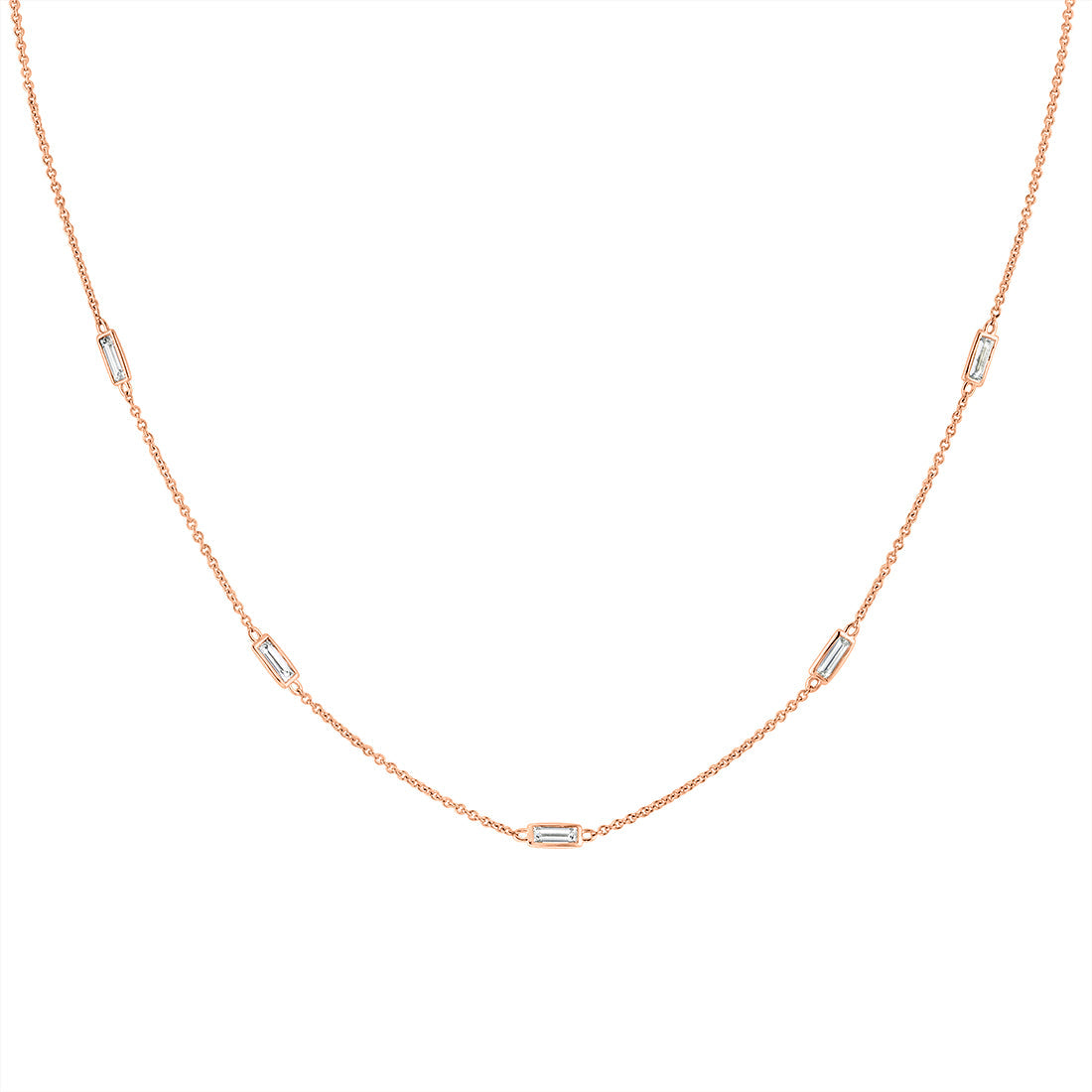 Bezel Baguette Diamonds Necklace