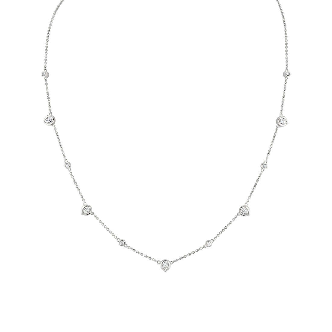Shell Bezel Pear Diamonds Necklace