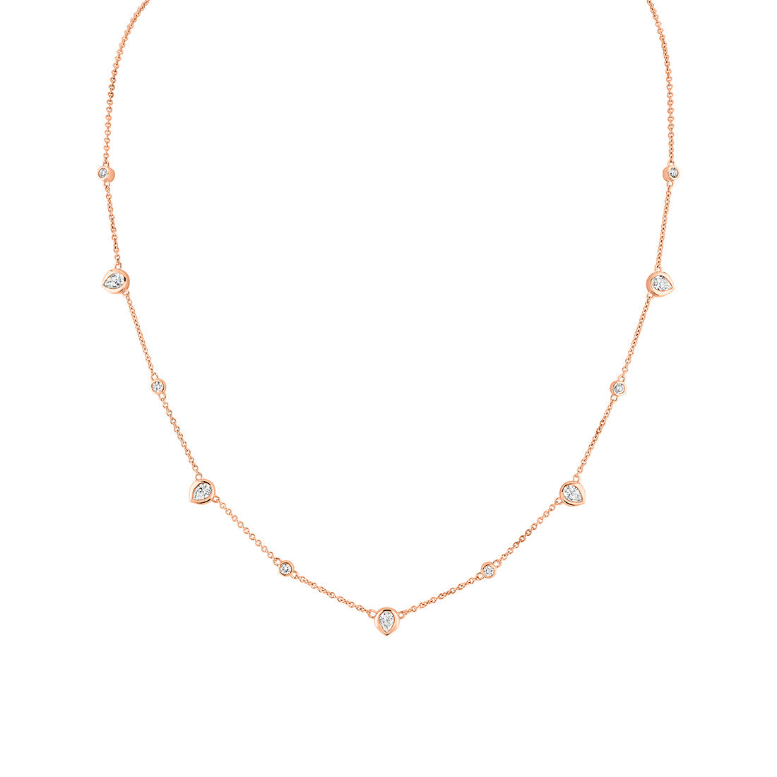 Shell Bezel Pear Diamonds Necklace
