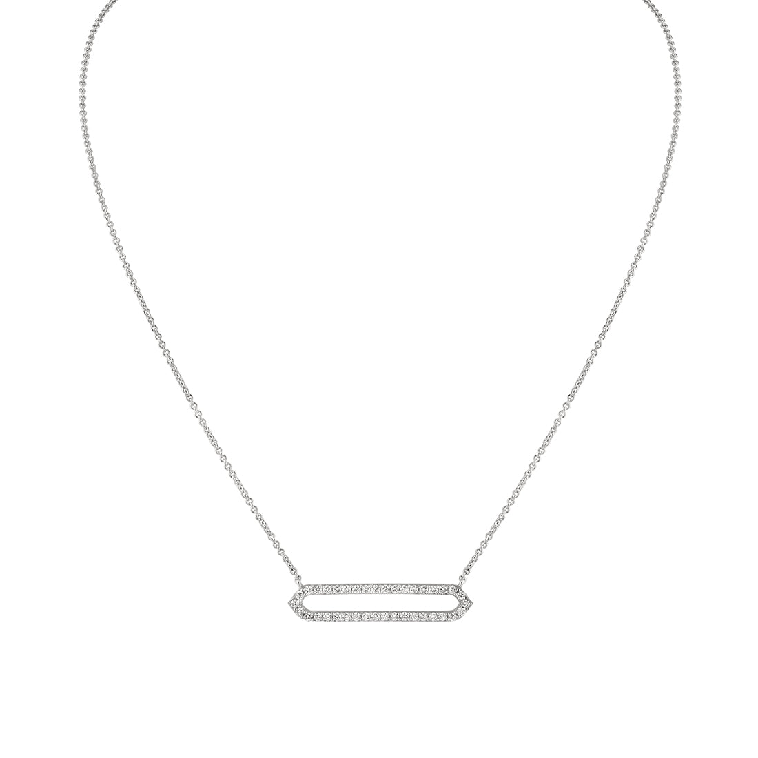 Shell Heritage Shell Tip Open Bar Diamond Necklace