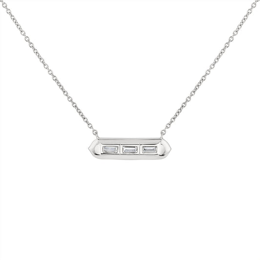 Shell Tip Bezel Baguette Diamond Necklace