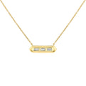 Shell Tip Bezel Baguette Diamond Necklace