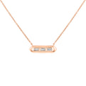 Shell Tip Bezel Baguette Diamond Necklace