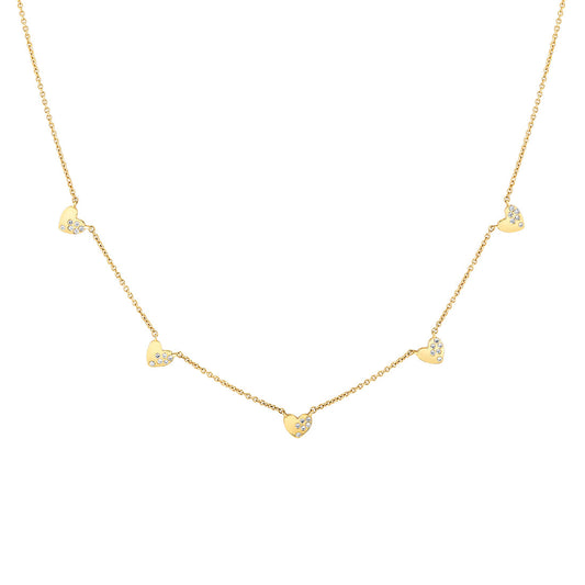 Eternelle Scattered Diamond Heart Charm Necklace