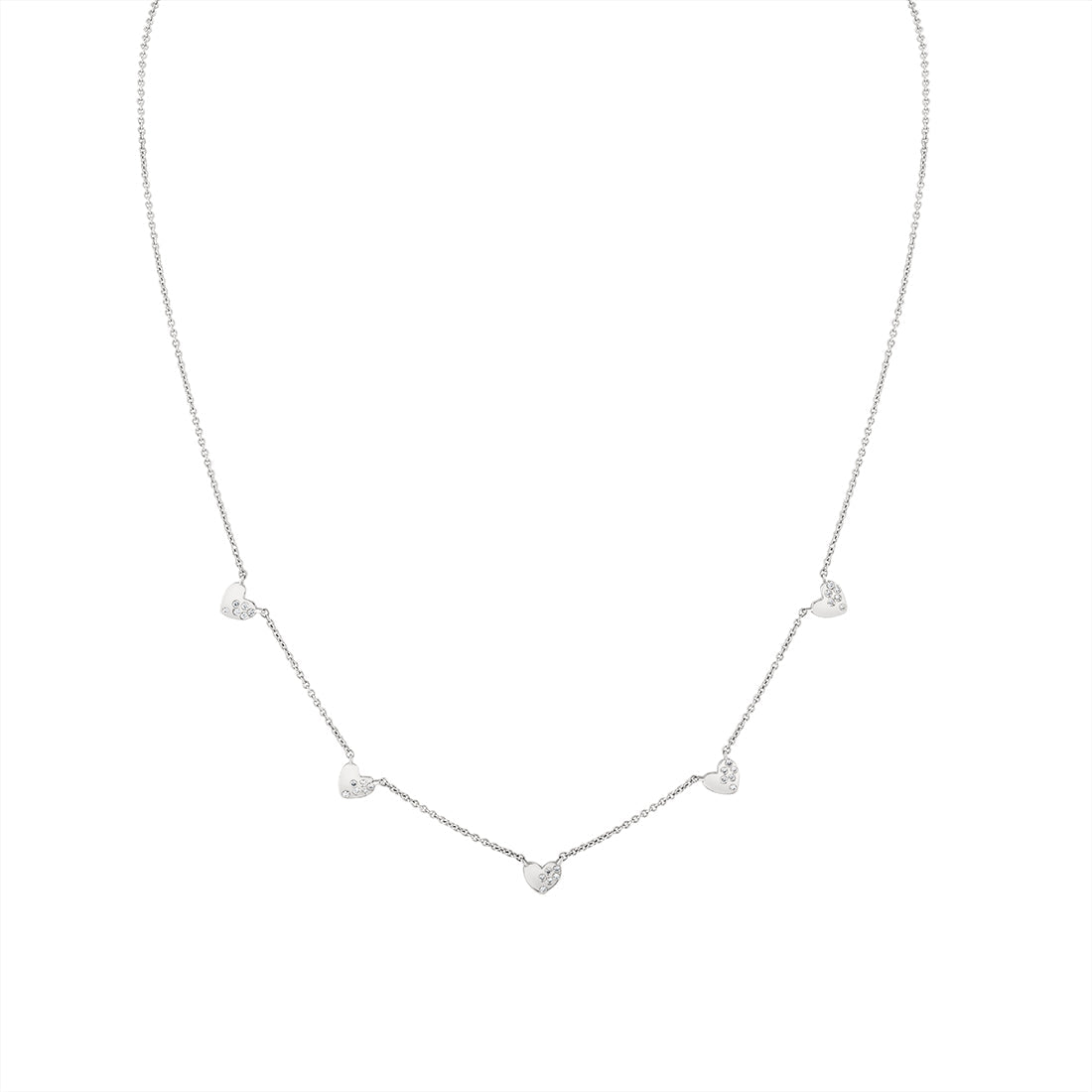 Eternelle Scattered Diamond Heart Charm Necklace
